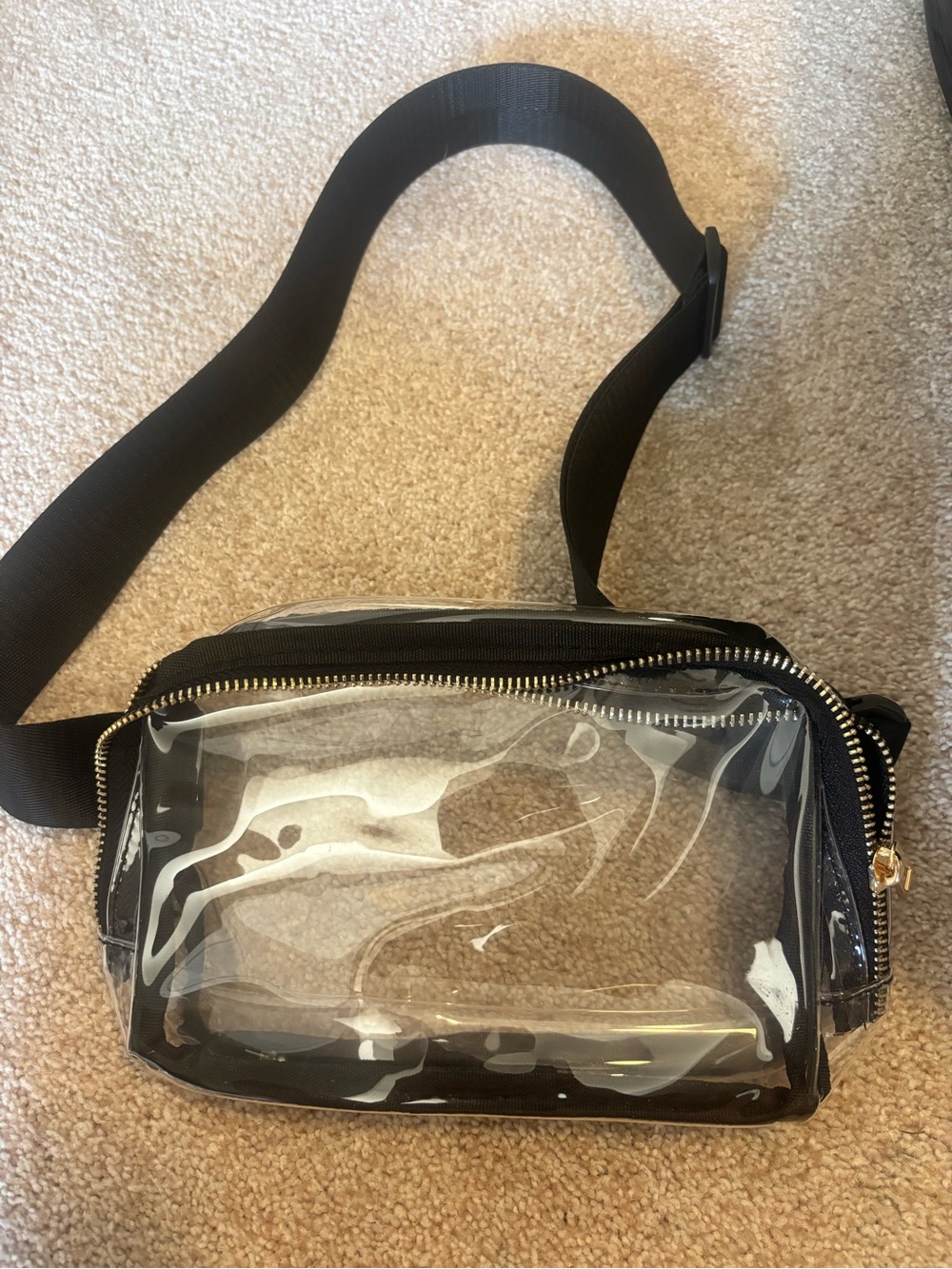 Clear PVC Crossbody Sling Bag with Black Trim